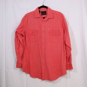 Mountain Tek Button Down Shirt Mens L Salmon Pink Long Sleeve Cotton Utility